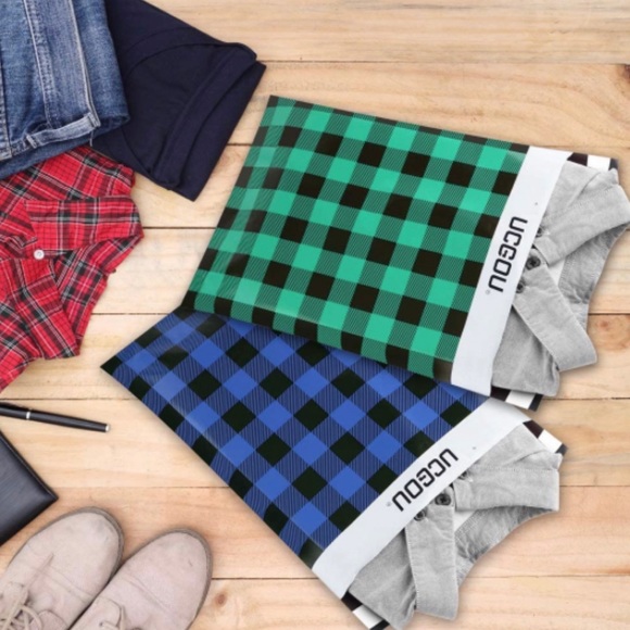 🆕 🌻 2/$20 10 Green Gingham Plaid Poly Mailers Shipping Bags New - Picture 5 of 10